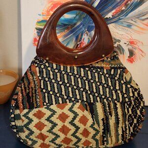 Small Unbranded multicolored insulated quilted fabric hand bag|snap closure